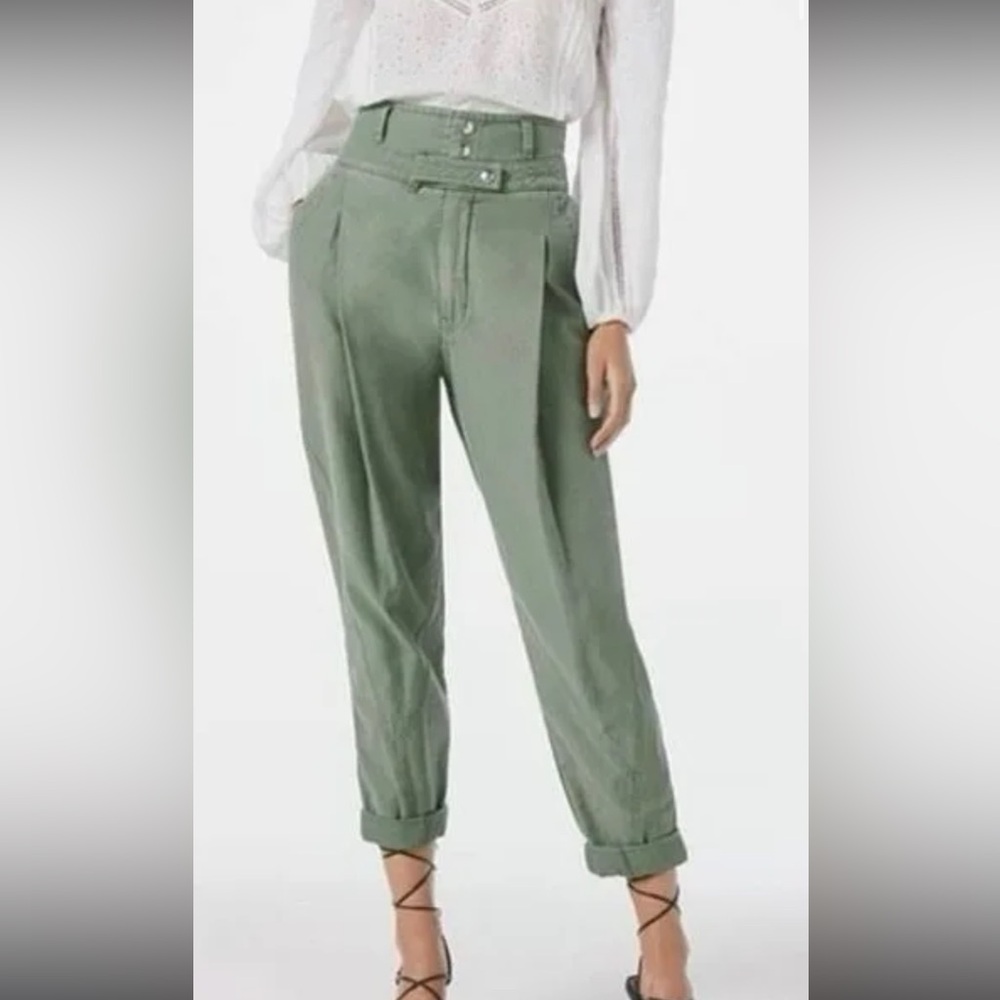 Frame Denim Women's army Green button waist Trouser utility pant size 25